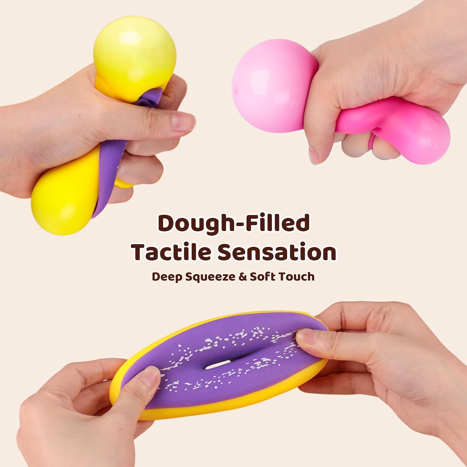 LovesTown 4PCS Donut Stress Ball - Artificial Donut Sensory Toys for Birthday Party Favors. Photo Props & Display : Toys & Games - Image 2