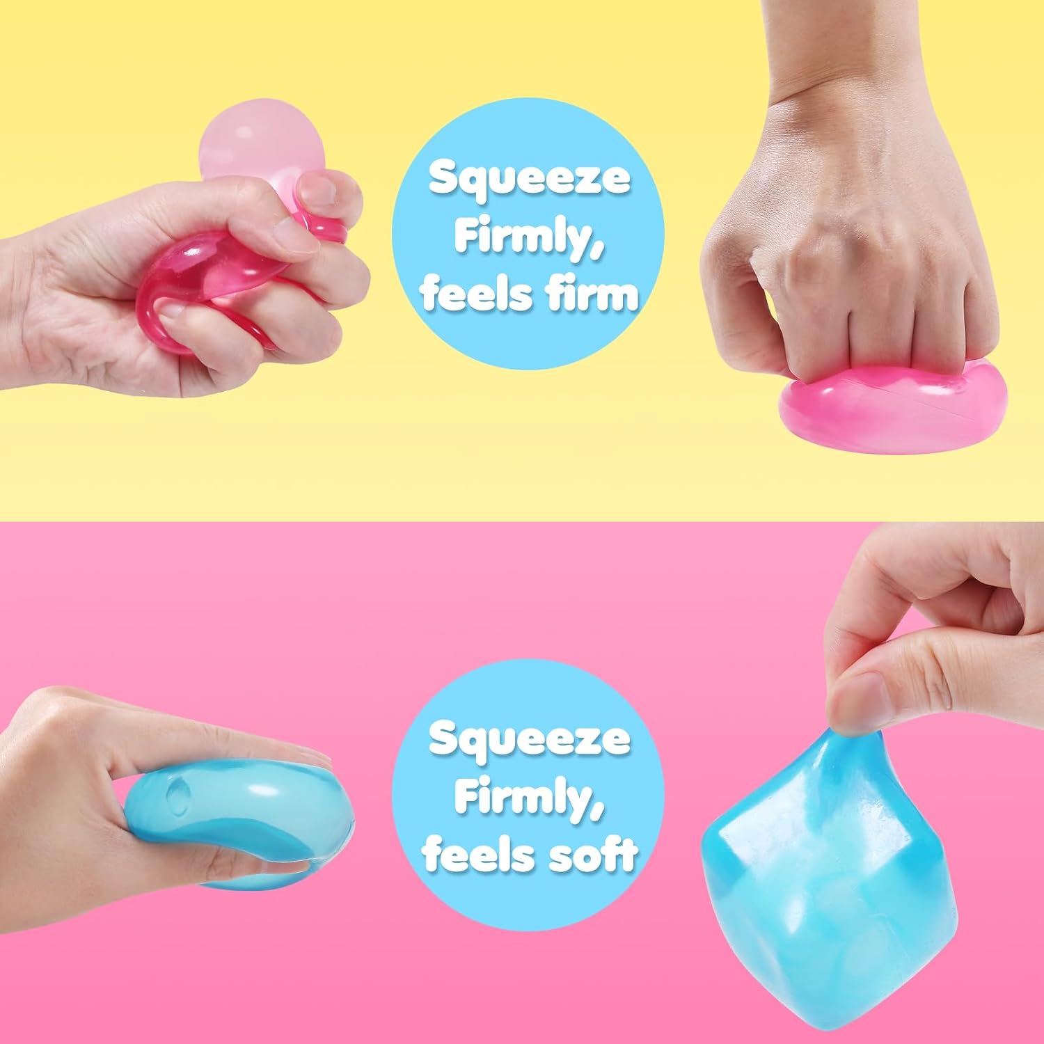 3pack Stress Cube Squishy Stress Balls for Adults Kids Fidget Toy for Your Best Mellow and Chill -Ice Cubes-Square Shape with Filling in Pink Purple Blue (3pcs Cube ) : Toys & Games - Image 4