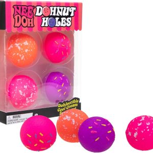 Schylling NeeDoh Dohnut Hole Needoh 4 Pack - Sensory Squeeze Toy - 1.5 in Diameter - Colors May Vary : Toys & Games