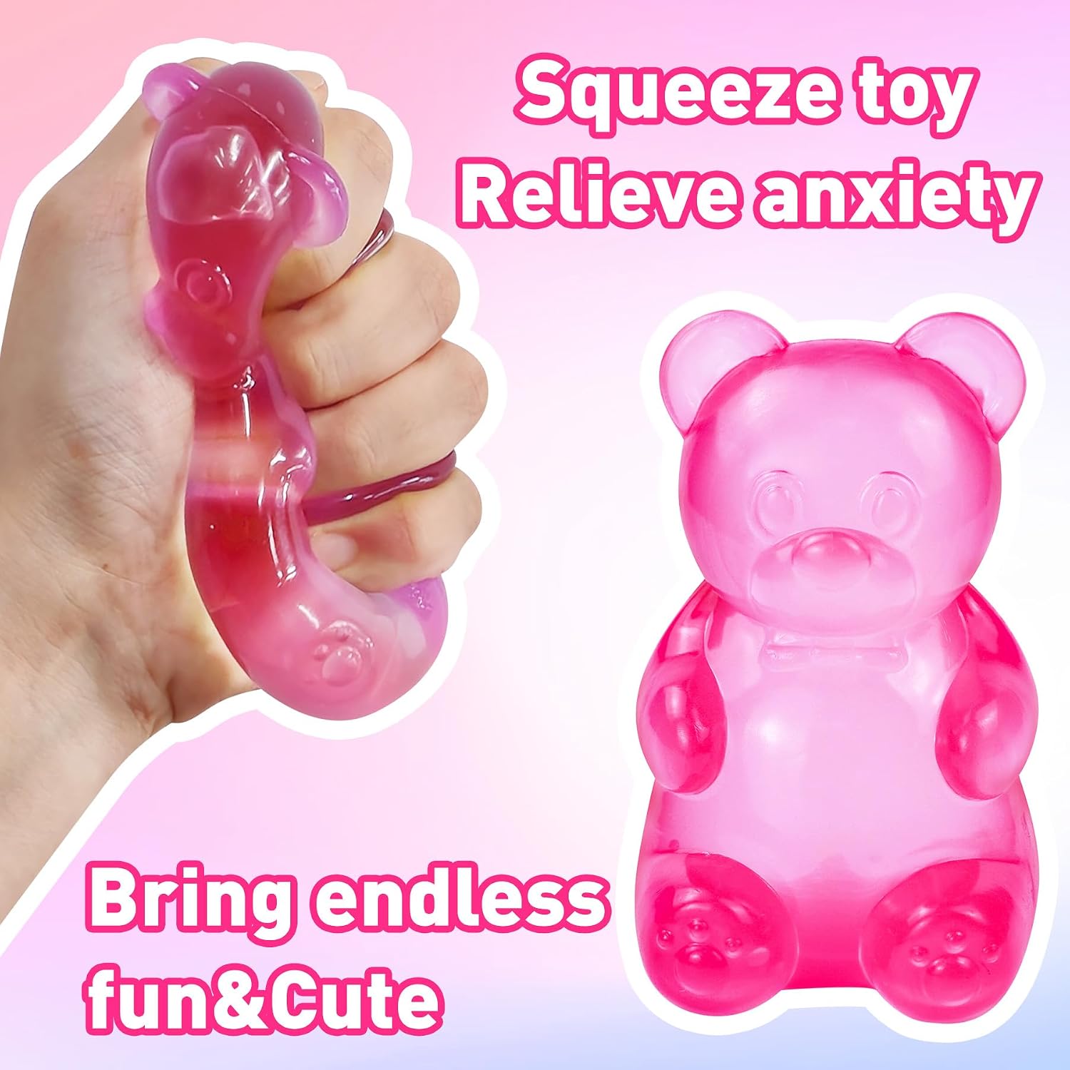 Gummy Bear Squishy. Stress Bear Taba Squishy. Taba Squishy Toys for Kids. Stress Balls Valentines Day Gifts Birthday Gifts Party Favors-Rosy : Toys & Games - Image 2