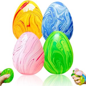 4Pack Easter Eggs Squishy Fidget Toys Squeeze Toys for Kids Girls Boys Colorful Marbled Squishy Balls Stress Balls Easter Egg Fillers Stress Relief Sensory Toys Anxiety Relief : Home & Kitchen